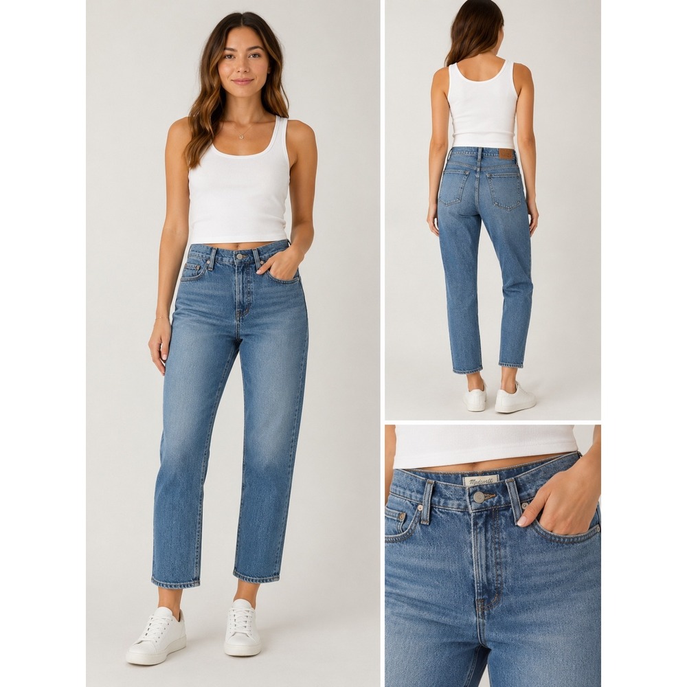 Madewell The Perfect Vintage Jean High Rise Straight Leg Blue Denim Size‎ 25